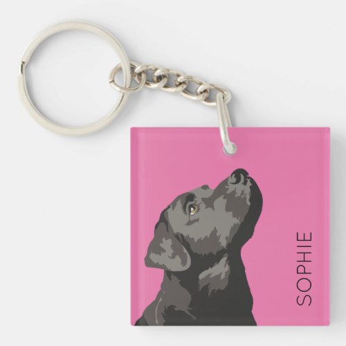Black Labrador Personalized Key Ring Chain