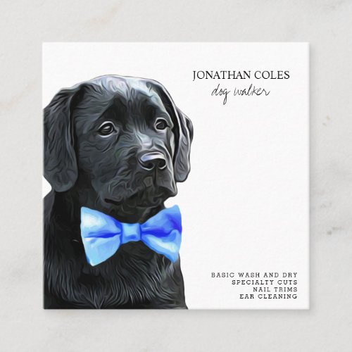 Black Labrador Pet Business Dog Walker Square Business Card