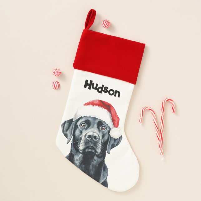 Black Labrador Pet Christmas Stocking (Front)
