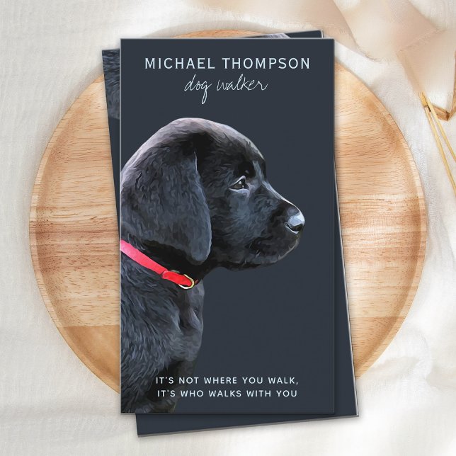 Black Labrador Pet Dog Business Dog Walker Card (Creator Uploaded)