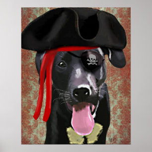 Black Labrador Pirate Dog Poster