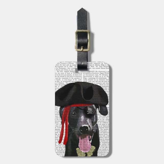 Black Labrador Pirate Luggage Tag (Front Vertical)