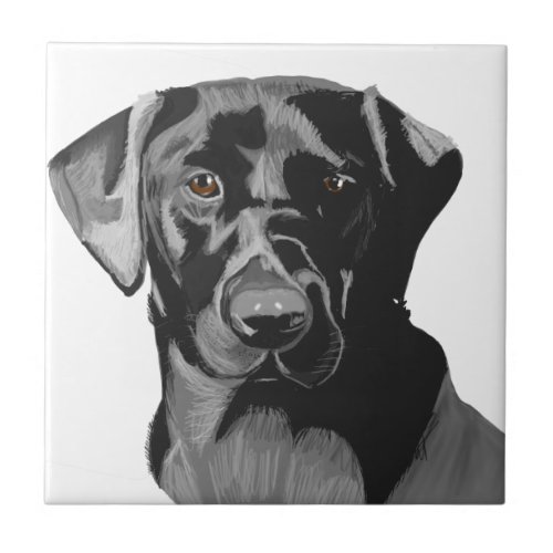 Black Labrador Portrait  Ceramic Tile