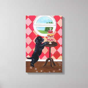 Black Labrador Puppy and Cupcakes Artwork Canvas Print