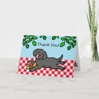 Black Labrador Puppy and Hamburger Thank You Card