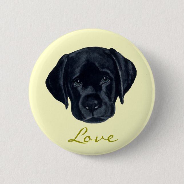 Black Labrador Puppy Button (Front)