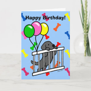 Black Labrador Puppy Cartoon Card