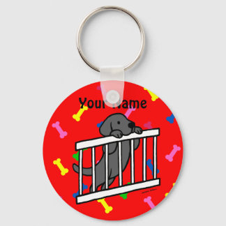 Black Labrador Puppy Cartoon Keychain