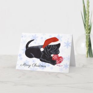 Black Labrador Puppy Christmas Snowflake Holiday Card