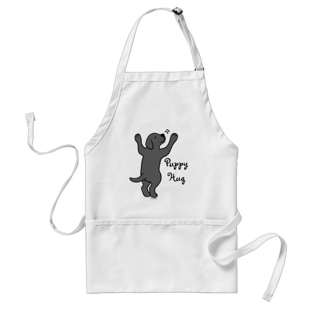 Black Labrador Puppy Hug Adult Apron (Front)
