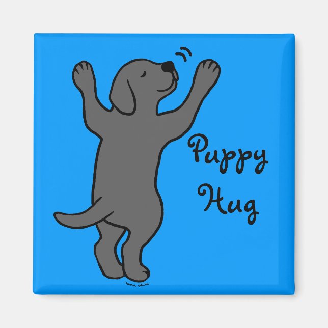 Black Labrador Puppy Hug Magnet (Front)
