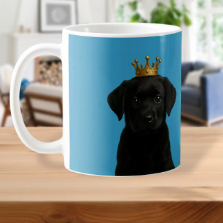 Black Labrador Puppy in Gold Crown Cute Coffee Mug