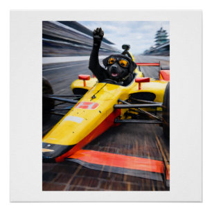 Black Labrador Puppy IndyCar Victory Lap Poster