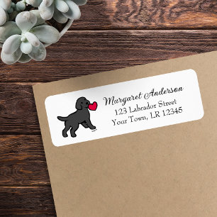 Black Labrador Puppy Little Heart Label