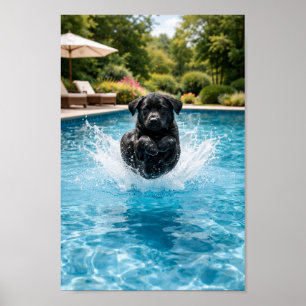 black Labrador Puppy Plunge Poster