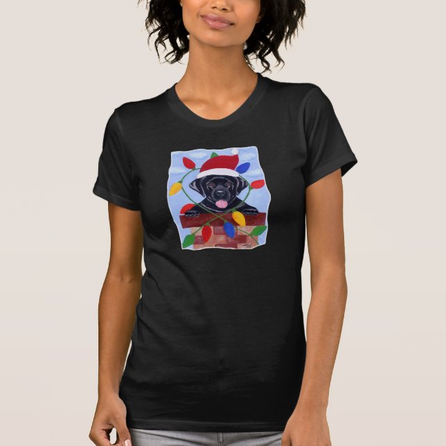 Black Labrador Puppy Santa T-Shirt (Front)