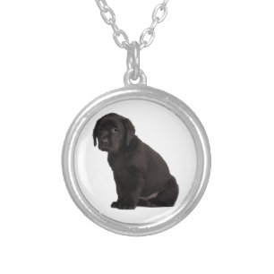 Black Labrador Puppy Silver Plated Necklace