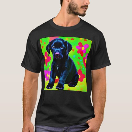 Black labrador puppy sitting  T_Shirt
