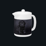 Black Labrador puppy Teapot<br><div class="desc">Black Labrador retriever puppy on black ornament background</div>