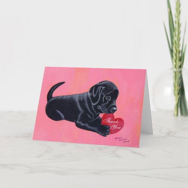 Black Labrador Puppy Thank You Card (Front)