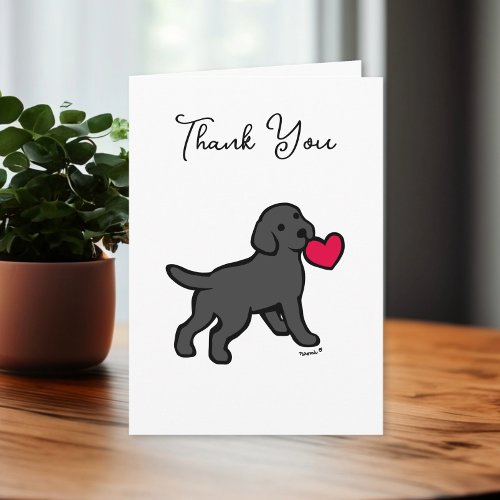 Black Labrador Puppy with a Heart Thank You Card