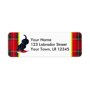 Black Labrador Puppy with Santa Hat Christmas Label