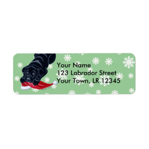 Black Labrador Puppy with Santa Hat Christmas Label