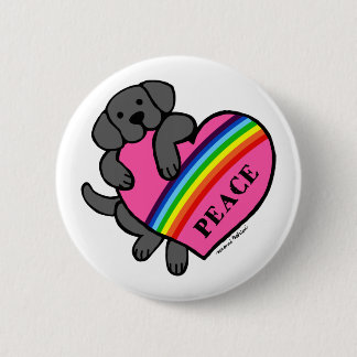 Black Labrador Rainbow Heart Pinback Button