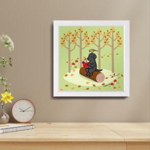 Black Labrador Reading in the Forest Framed Art