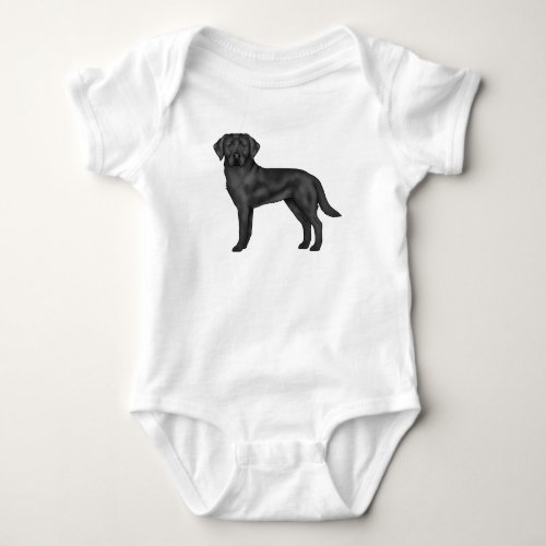 Black Labrador Retriever Adorable Cartoon Dog Art Baby Bodysuit
