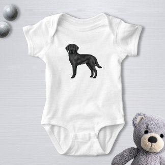 Black Labrador Retriever Adorable Cartoon Dog Art Baby Bodysuit