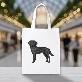 Black Labrador Retriever Adorable Cartoon Dog Art Grocery Bag