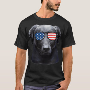 Black Labrador Retriever American Flag Lab Dog  T-Shirt