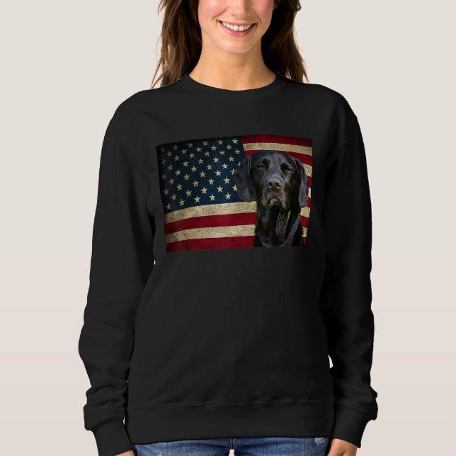 Black Labrador retriever American Flag labra Anima Sweatshirt (Front)