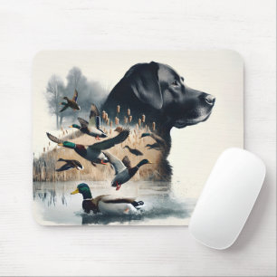 Black Labrador Retriever and Ducks Mouse Pad