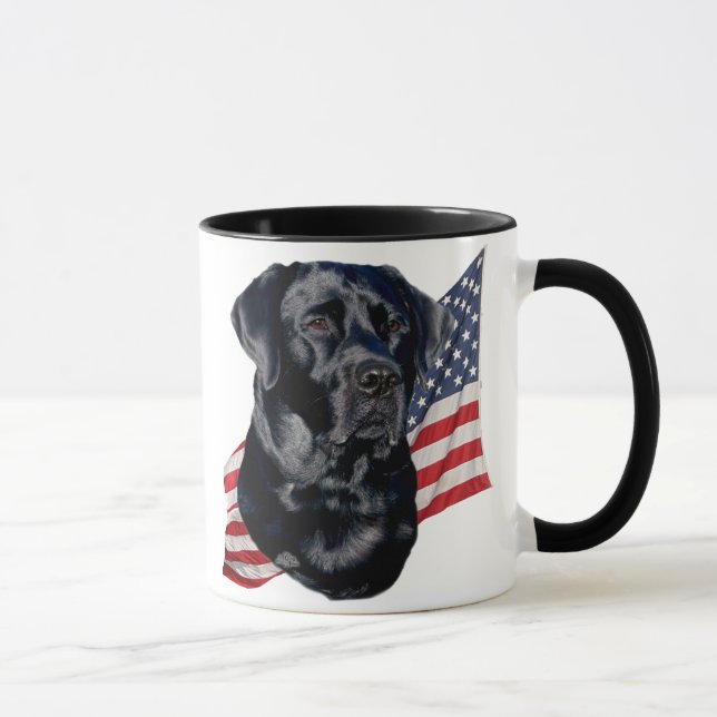 Black Labrador Retriever and Flag Mug (Right)