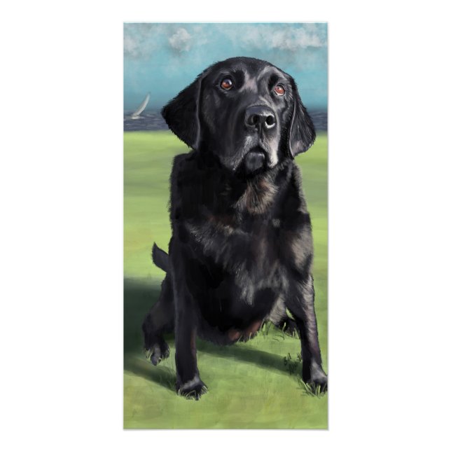 Black Labrador Retriever Arleigh on the Coast Art Poster (Front)