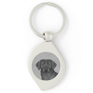 Black Labrador Retriever Art Cute Lab Dog Head Keychain