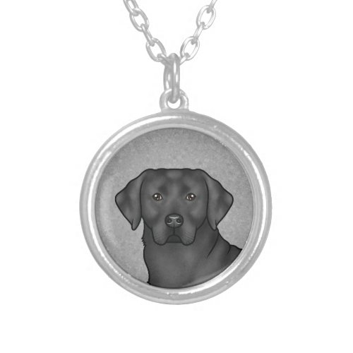 Black Labrador Retriever Art Cute Lab Dog Head Silver Plated Necklace
