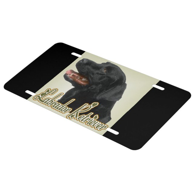 Black Labrador Retriever Art Gifts License Plate (Side)