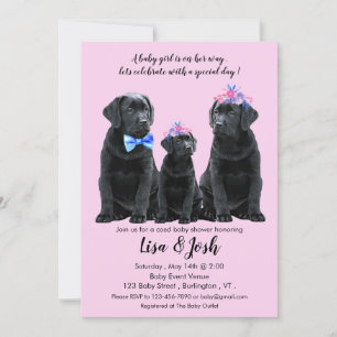 Black Labrador Retriever Baby Shower Invitation