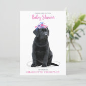 Black Labrador Retriever Baby Shower Pink Girl Invitation (Standing Front)