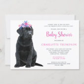 Black Labrador Retriever Baby Shower Pink Girl Invitation (Back)