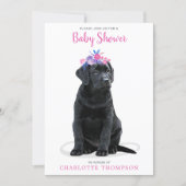 Black Labrador Retriever Baby Shower Pink Girl Invitation (Front)