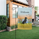 Black Labrador Retriever Bird Dog Sunset Garden Flag at Zazzle