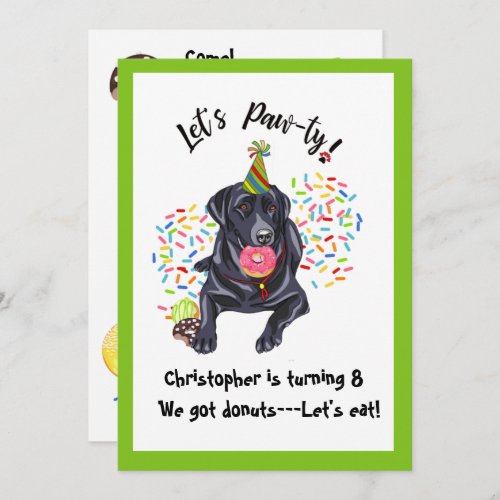  Black Labrador Retriever Birthday Party Invite