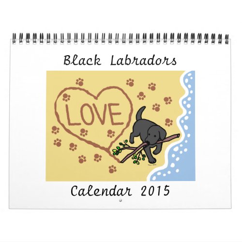 Black Labrador Retriever Cartoon Calendar 2015