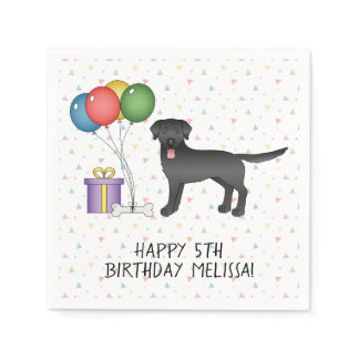 Black Labrador Retriever Cartoon Dog - Birthday Napkins