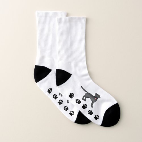 Black Labrador Retriever Cartoon Dog  Black Paws Socks