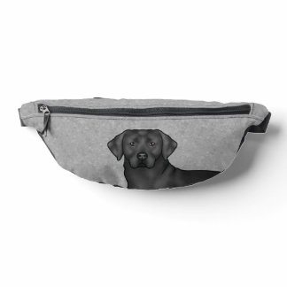 Black Labrador Retriever Cartoon Dog Head Gray Fanny Pack